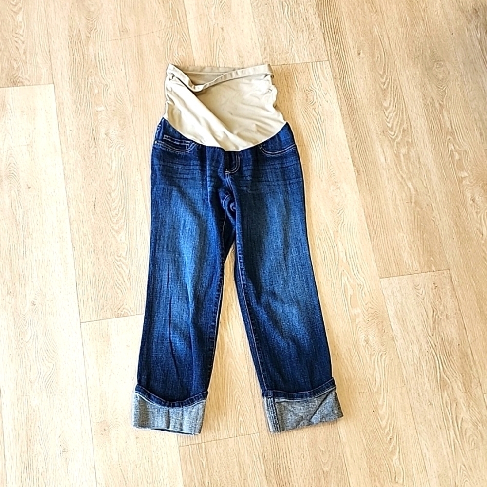 Maternity Indigo Blue Cuffed Denim Great Shape